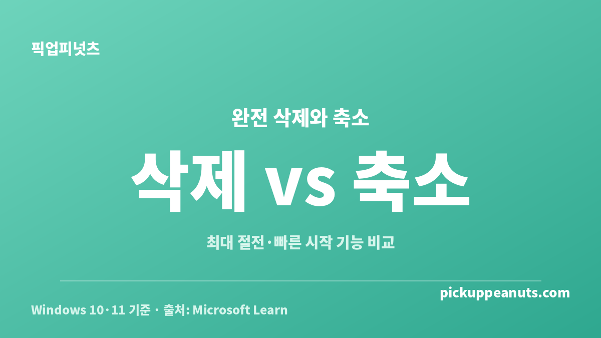 hiberfil.sys 완전 삭제와 용량 축소 방법의 기능 차이 비교