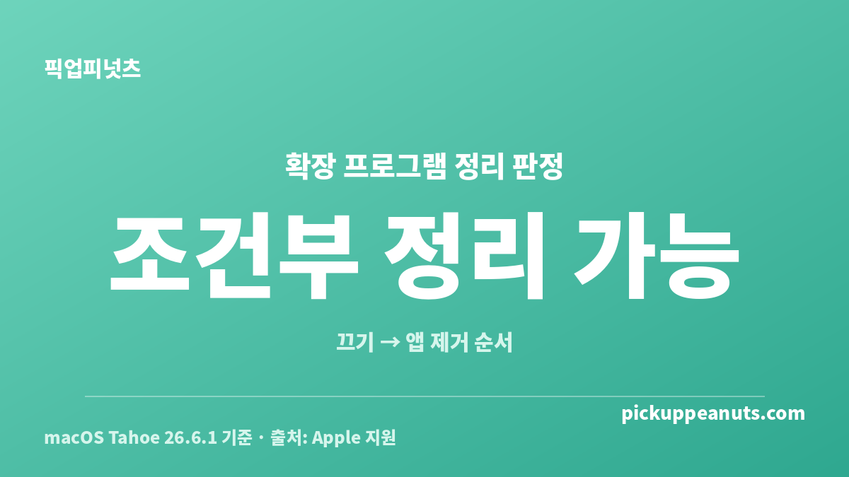 맥 확장 프로그램 정리에서 비활성화와 앱 제거 순서를 비교한 안전성 카드