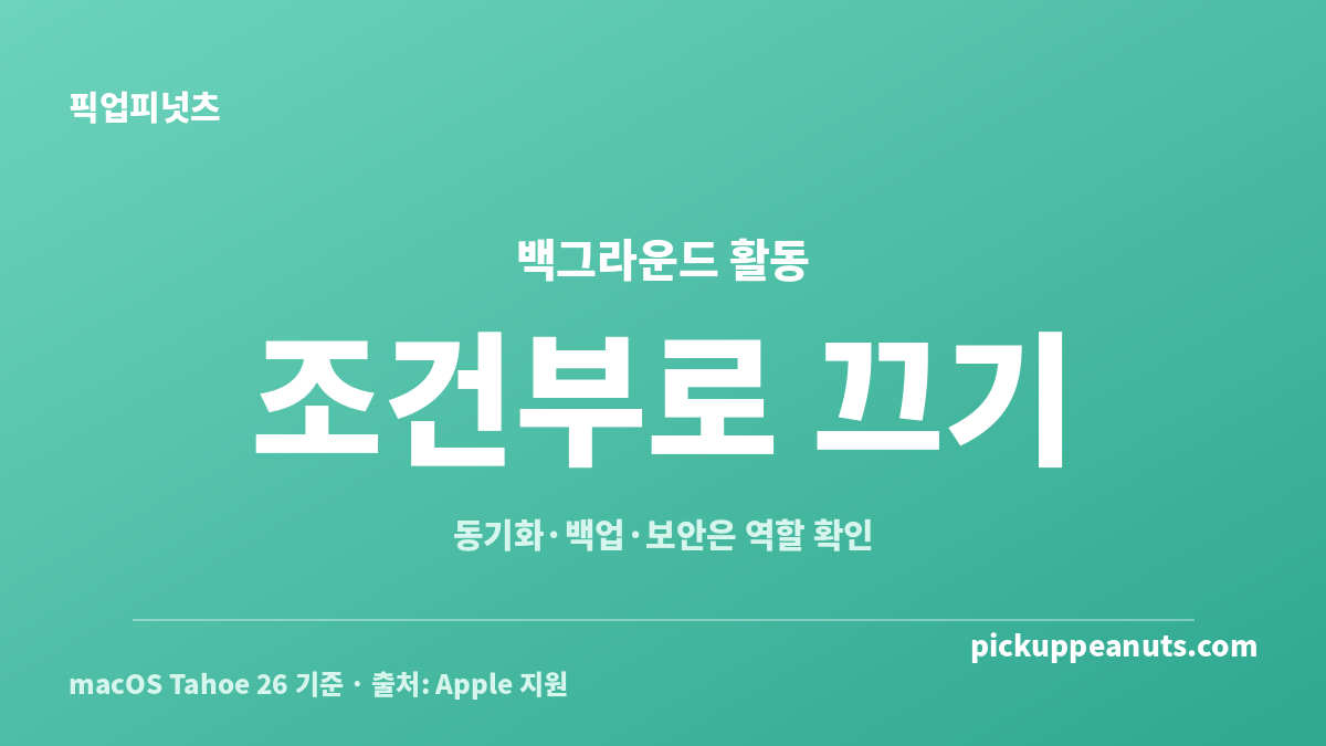 맥 로그인 항목 정리에서 백그라운드 활동을 조건부로 끄는 기준을 보여주는 카드