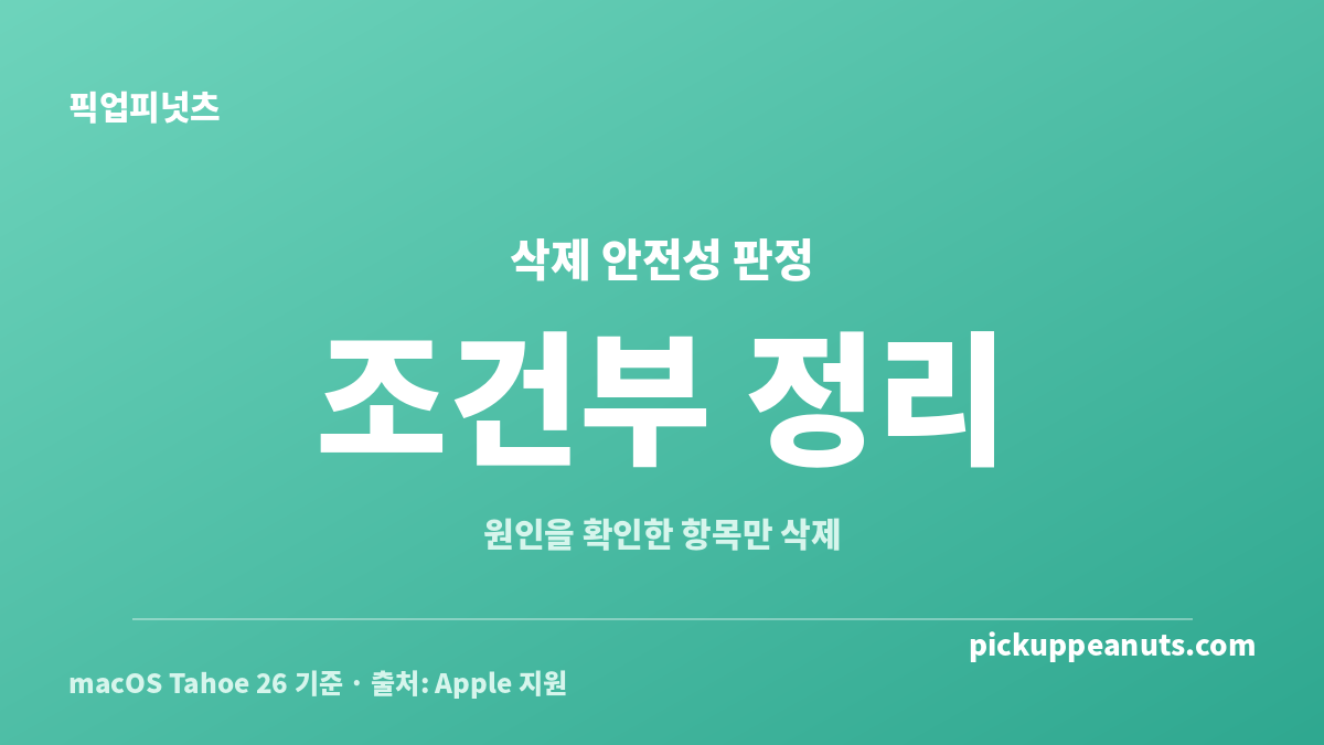 맥 기타 용량 줄이는 방법을 설명하는 시스템 데이터 삭제 안전성 판정표