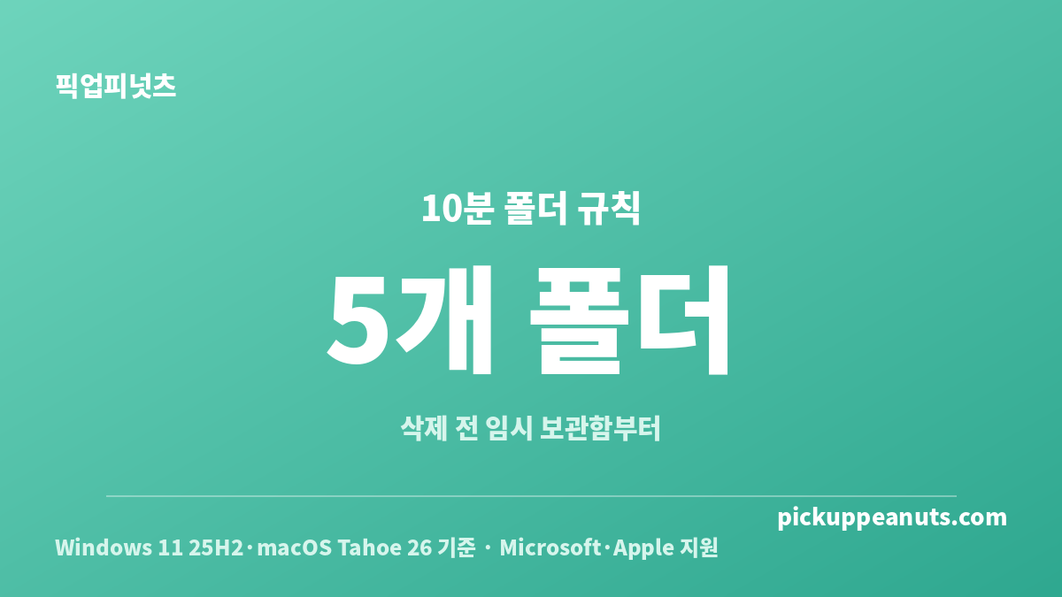 바탕화면 파일 정리를 위한 작업 중 문서 이미지 설치 파일 확인 후 삭제 5개 폴더 구조