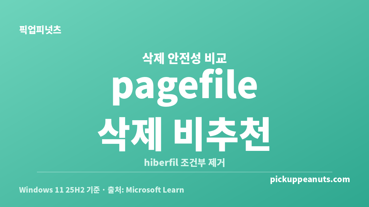 pagefile.sys와 hiberfil.sys 삭제 안전성 판정 비교