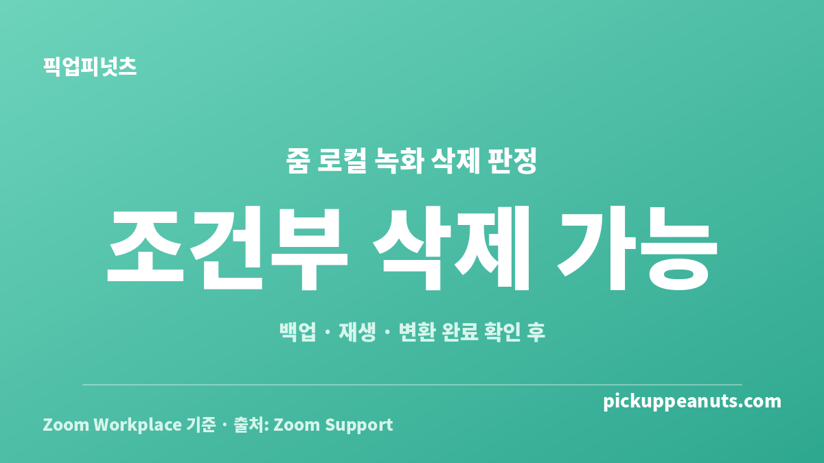 줌 로컬 녹화 파일 정리 전 백업과 변환 완료 여부를 확인하는 삭제 안전성 카드